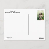 フクロウの絵画水色 ポストカード (裏面)