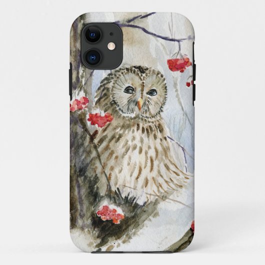 フクロウの絵画水色 Case-Mate iPhoneケース (裏面)