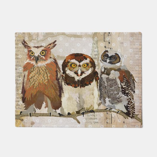フクロウの続けてドア・マット ドアマット (正面)