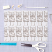 フクロウの繰り返しパターン 薄葉紙 (クラフト)