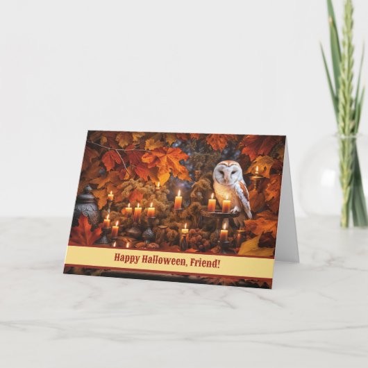 フクロウの美しい友ハッピーハローウィン カード (正面)