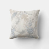 フクロウの羽,灰色,ベージュと青,モノグラムスロー クッション (裏面)