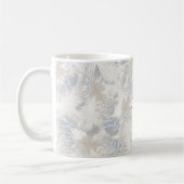 フクロウの羽，灰色，ベージュ，青，鳥，光， コーヒーマグカップ (左)