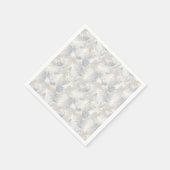 フクロウの羽，灰色，ベージュ，青，鳥，光， スタンダードカクテルナプキン (角)