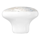 フクロウの羽，灰色，ベージュ，青，鳥，光， セラミックノブ (側面)