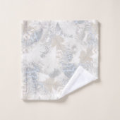 フクロウの羽，灰色，ベージュ，青，鳥，光， バスタオルセット (ウォッシュタオル)