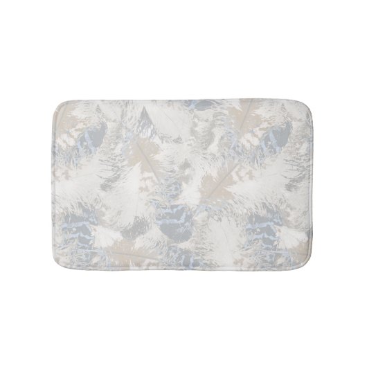 フクロウの羽，灰色，ベージュ，青，鳥，光， バスマット (正面)