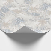 フクロウの羽，灰色，ベージュ，青，鳥，光， ラッピングペーパー (角)