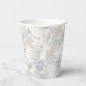 フクロウの羽，灰色，ベージュ，青，鳥，光， 紙コップ (裏面)