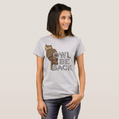 フクロウの背中おもしろいことわざ Tシャツ (正面フル)