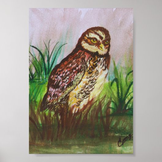 フクロウの自然の水彩壁紙の装飾 ポスター (正面)