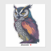 フクロウの色が明るい シール (シート)