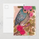 フクロウの花のアートカード ポストカード (正面/裏面)