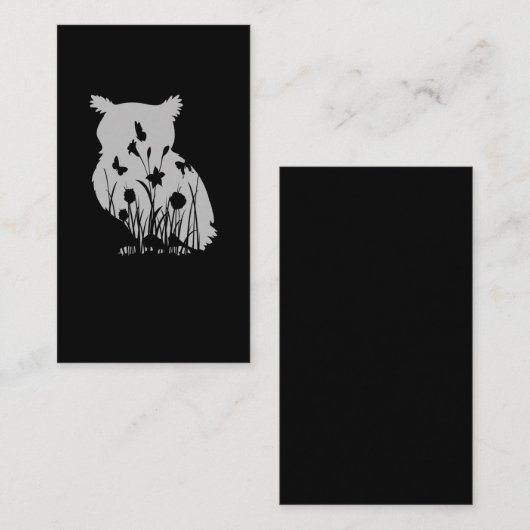 フクロウの花のシルエット自然鳥観察鳥 名刺 (正面/裏面)