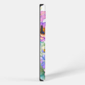 フクロウの花の芸術的水彩画 iPhoneケース (右側面)