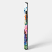 フクロウの花の芸術的水彩画 iPhoneケース (左側面)