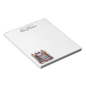 フクロウの花カラフル積みパーソナライズされた ノートパッド (アングル)