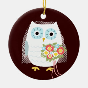 フクロウの花嫁-おもしろいの結婚祝い セラミックオーナメント