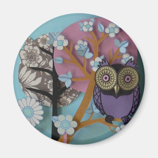 フクロウの花束 マグネット (正面)