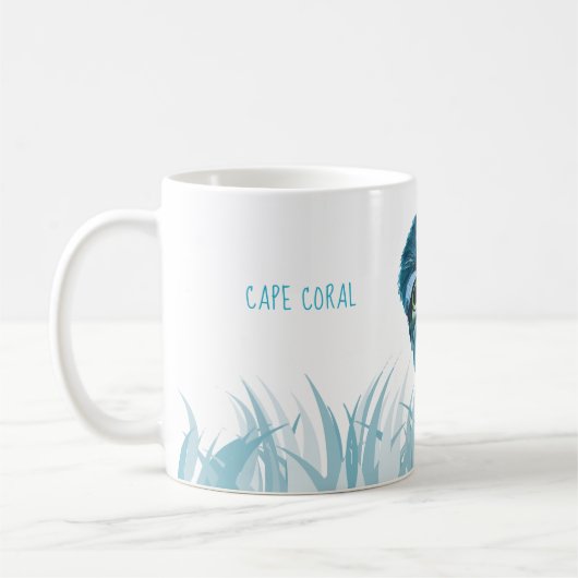 フクロウの芸術を掘り進む岬珊瑚のフロリダ コーヒーマグカップ (左)