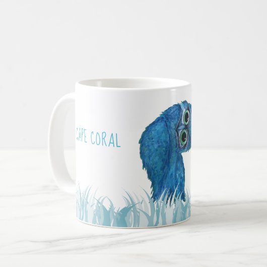 フクロウの芸術を掘り進む岬珊瑚のフロリダ コーヒーマグカップ (正面左)