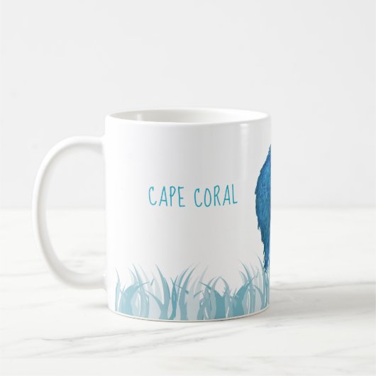 フクロウの芸術を掘り進む岬珊瑚のフロリダ コーヒーマグカップ (左)