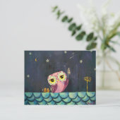 フクロウの芸術 – 落下する星をキャッチ ポストカード (スタンド正面)