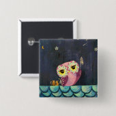 フクロウの芸術-落下星をつかまえて下さい 缶バッジ (正面&裏面)