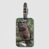 フクロウの荷札の鉄輪 ラゲッジタグ (正面縦)