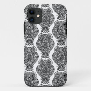 フクロウの落書きのパターン iPhone 11 ケース