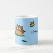 フクロウの葉の波のデザイン-パーソナライズなマグ コーヒーマグカップ (中央)