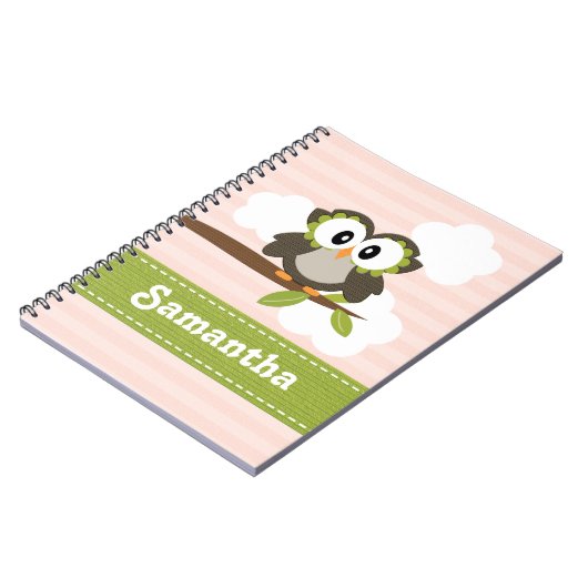 フクロウの螺線形ノートジャーナル青 ノートブック (左側)