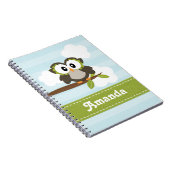 フクロウの螺線形ノートジャーナル青 ノートブック (右側)