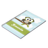 フクロウの螺線形ノートジャーナル青 ノートブック (左側)