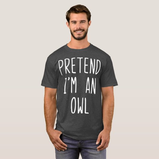 フクロウの衣装ハロウィーンの怠惰な簡単 Tシャツ (正面フル)