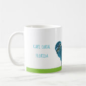 フクロウの装飾を掘り進む岬珊瑚のフロリダ コーヒーマグカップ (左)