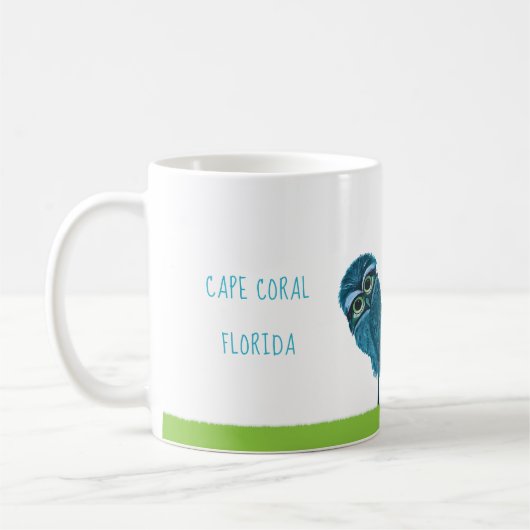 フクロウの装飾を掘り進む岬珊瑚のフロリダ コーヒーマグカップ (左)