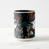 フクロウの親友との宝石及びVern Steampunkの天使 マグカップ (中央)