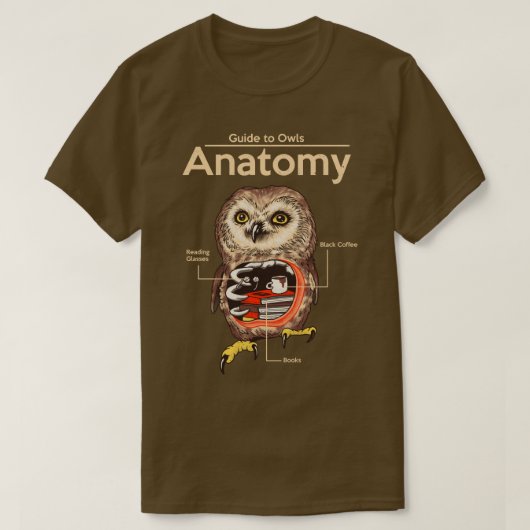 フクロウの解剖学 Tシャツ (デザイン正面)