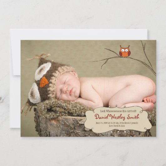 フクロウの誕生の発表 案内状 (正面)