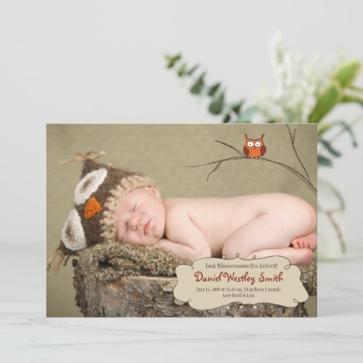 フクロウの誕生の発表 案内状 (スタンド正面)