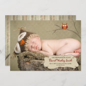 フクロウの誕生の発表 案内状 (正面/裏面)