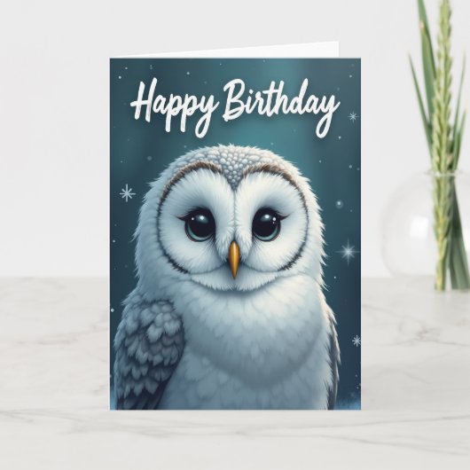 フクロウの誕生日イラストカード カード (正面)