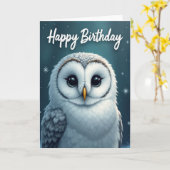 フクロウの誕生日イラストカード カード (黄色い花)