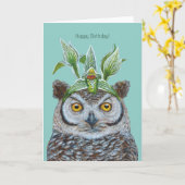 フクロウの誕生日カードをロドリゴ カード (黄色い花)