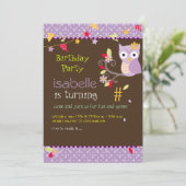 フクロウの誕生日パーティーの招待状 招待状 (スタンド正面)