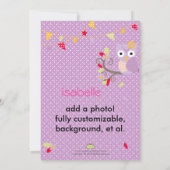フクロウの誕生日パーティーの招待状 招待状 (裏面)