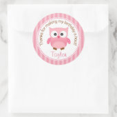 フクロウの誕生日パーティー好意ステッカー(ピンク) ラウンドシール (バッグ)