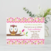 フクロウの誕生日パーティー ベイビーシャワーの招待状 招待状 (スタンド正面)