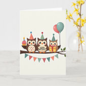 フクロウの誕生日ブランチカード カード (黄色い花)
